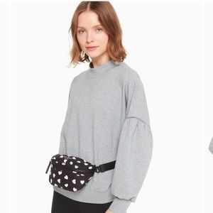 Kate Spade B/W heart Belt Bag. Metal clip. Like new!